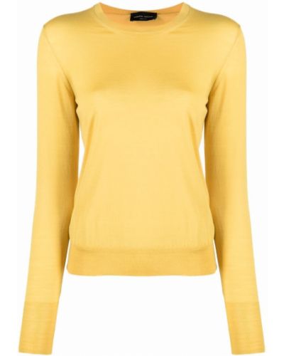 Jersey de lana merino de tela jersey de cuello redondo Roberto Collina amarillo