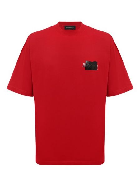Хлопковая футболка Balenciaga красная