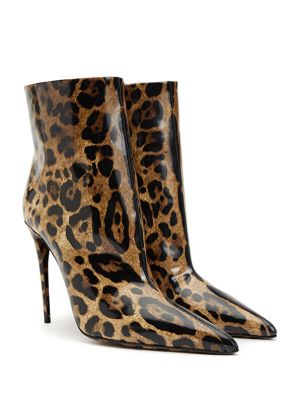 Леопардовые кожаные ботинки Dolce&gabbana коричневые