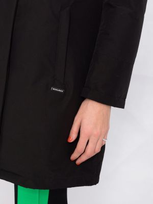Kabát s mašlí s kapucí Woolrich černý