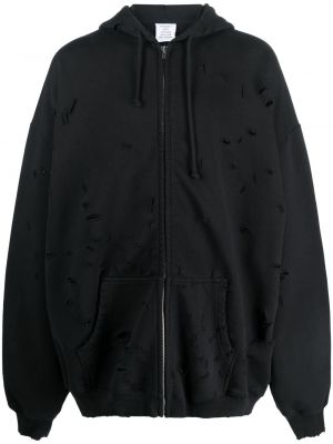 Zerrissener hoodie mit reißverschluss Vetements schwarz