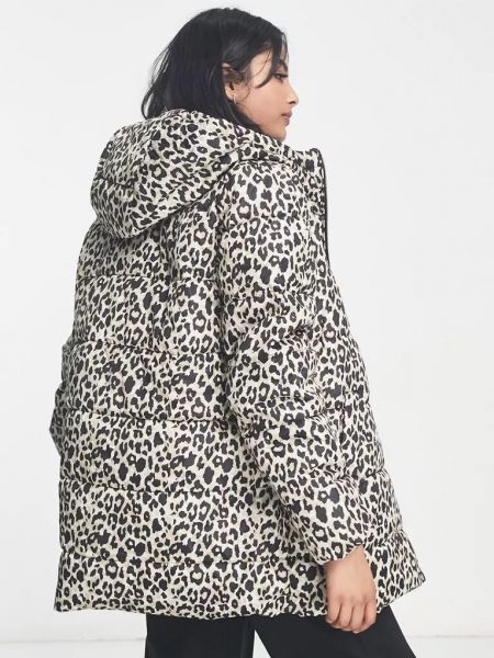 Леопардовое пальто с капюшоном с принтом Vila
