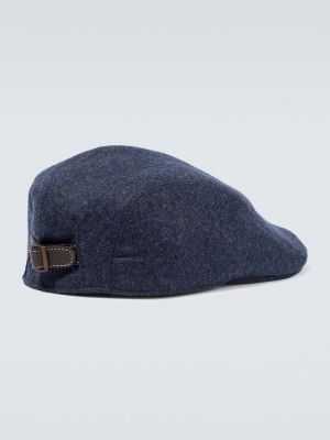 Фланелена вълнена шапка Brunello Cucinelli синьо