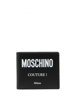 Δερμάτινος πορτοφόλι με σχέδιο Moschino μαύρο
