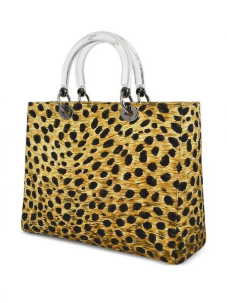 Shopper à imprimé à imprimé léopard Christian Dior Pre-owned jaune