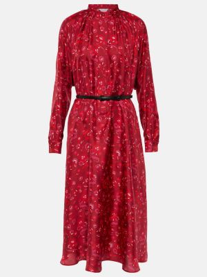 Jedwabna satynowa sukienka midi Max Mara czerwona