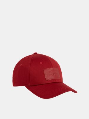 Gorra de algodón Tommy Hilfiger rojo