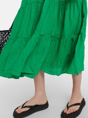 Aksamitna lniana sukienka midi Velvet zielona