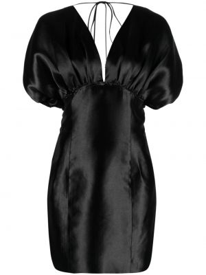 Коктейлна рокля от креп Rotate черно