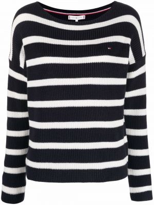 Pull à rayures en tricot Tommy Hilfiger bleu