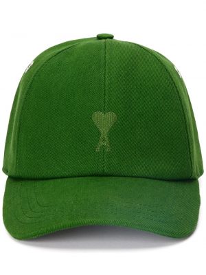 Kapa s šiltom z vezenjem Ami Paris zelena