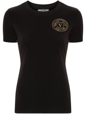 Тениска от джърси Versace Jeans Couture черно