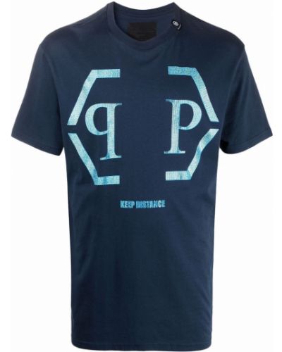 Памучна тениска Philipp Plein синьо