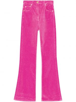 Puuvillased velvetist alt laienevad teksapüksid Ganni roosa