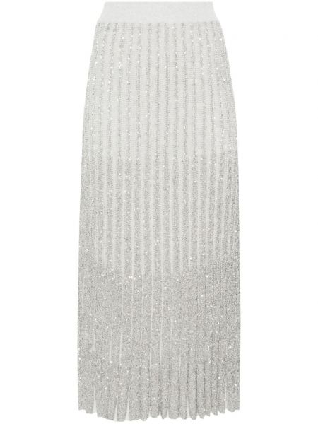 Pletené sukně s flitry Brunello Cucinelli šedé