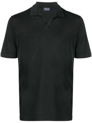 Polo majica z v-izrezom Drumohr črna