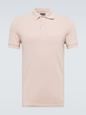 Medvilninis polo marškinėliai Tom Ford rožinė