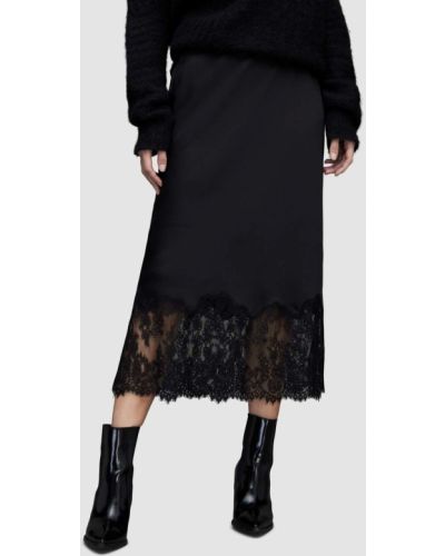 Jednobarevné midi sukně z polyesteru Allsaints - černá