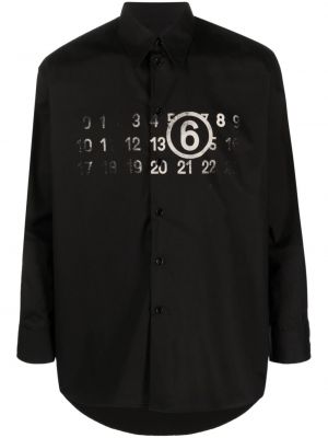 Памучна риза с принт Mm6 Maison Margiela черно