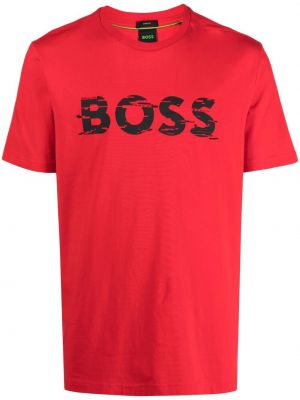 Тениска с принт Boss червено