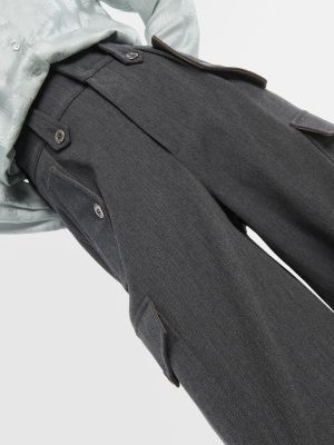 Vlněné cargo kalhoty s vysokým pasem Loro Piana šedé