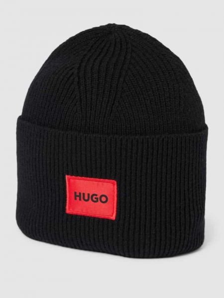 Dzianinowa czapka wełniana Hugo czarna