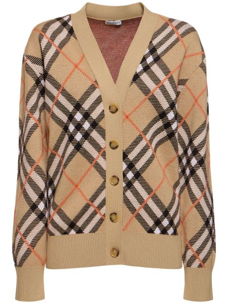 Rutet cardigan med knapper Burberry beige