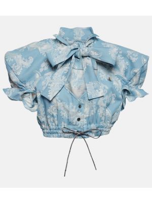 Crop top de algodón de tejido jacquard Vivienne Westwood azul