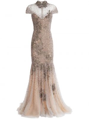 Прозрачна вечерна рокля с кристали Marchesa