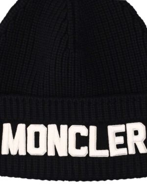 Bonnet en laine en tricot Moncler noir