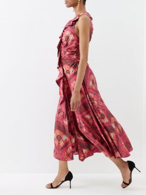 Шелковое платье миди Ulla Johnson розовое