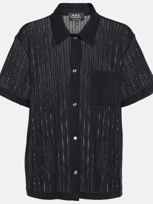 Pruhovaná bavlnená košeľa A.p.c. čierna