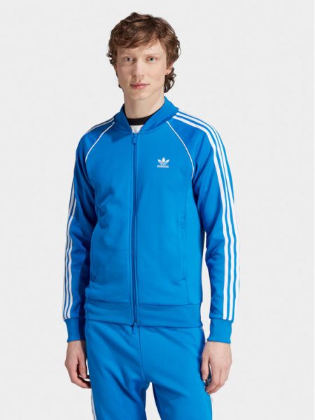Slim fit mikina Adidas modrá