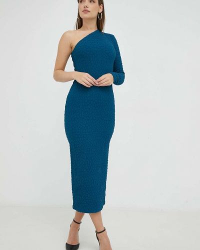 Midi haljina Bardot plava