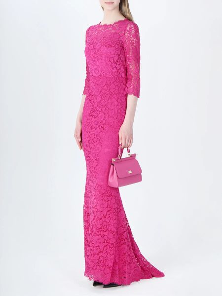 Кружевное вечернее платье Dolce & Gabbana розовое