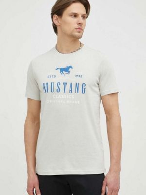 Тениска с дълъг ръкав с принт Mustang сиво
