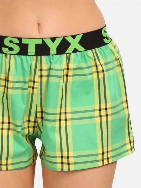 Kostkované boxerky Styx zelené