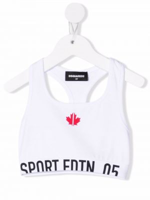 Sport trykt bomull bh for jenter Dsquared2 Kids hvit