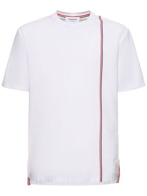 Stribet bomuld t-shirt Thom Browne hvid