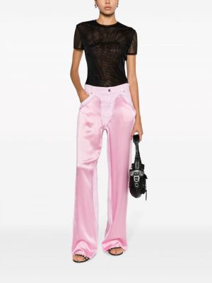Saténové kalhoty relaxed fit Blumarine růžové