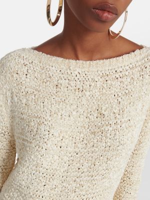 Jedwabny sweter bawełniany Loro Piana beżowy