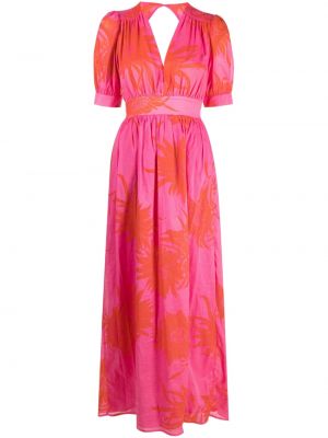 Bombažna dolga obleka s cvetličnim vzorcem s potiskom Pinko