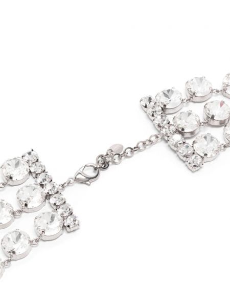 Naszyjnik drapowany z kryształkami Moschino srebrny