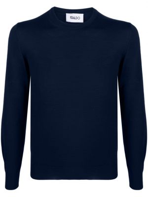 Vlnený sveter z merina s okrúhlym výstrihom Eraldo modrá