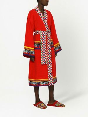 Szlafrok z nadrukiem Dolce And Gabbana czerwony