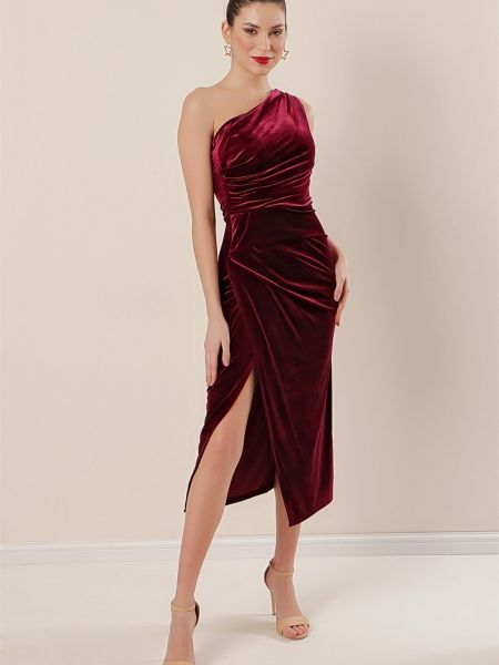 Sametist velvetist kleit By Saygı punane