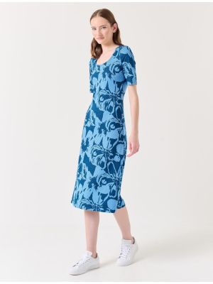Midi haljina s cvjetnim printom kratki rukavi Jimmy Key plava