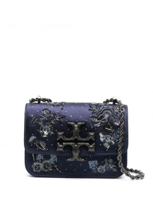 Crossbody torbica s cvetličnim vzorcem Tory Burch modra