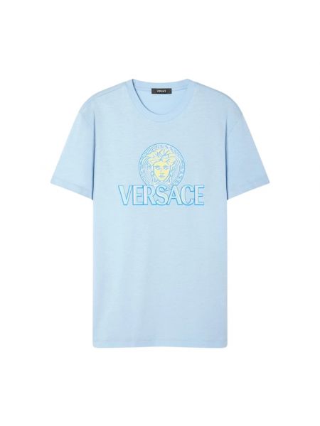 Koszulka z nadrukiem Versace niebieska