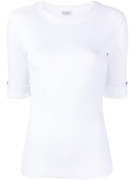 T-shirt in maglia Brunello Cucinelli bianco